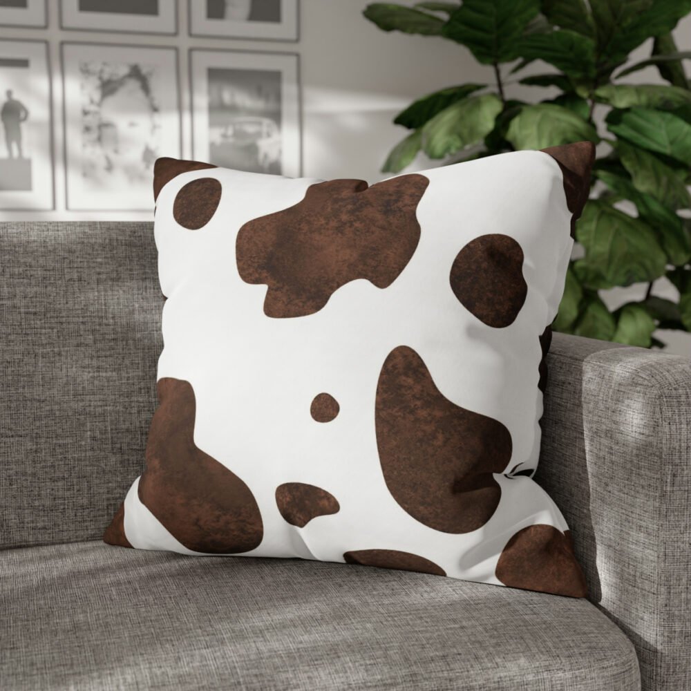 Abstract Brown and White Cow Spot Print Euro Pillow Shams - Image 4