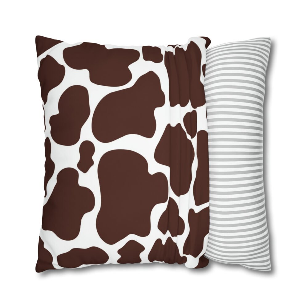 Abstract Brown Cow Print on White Euro Sham Pillows - Image 2