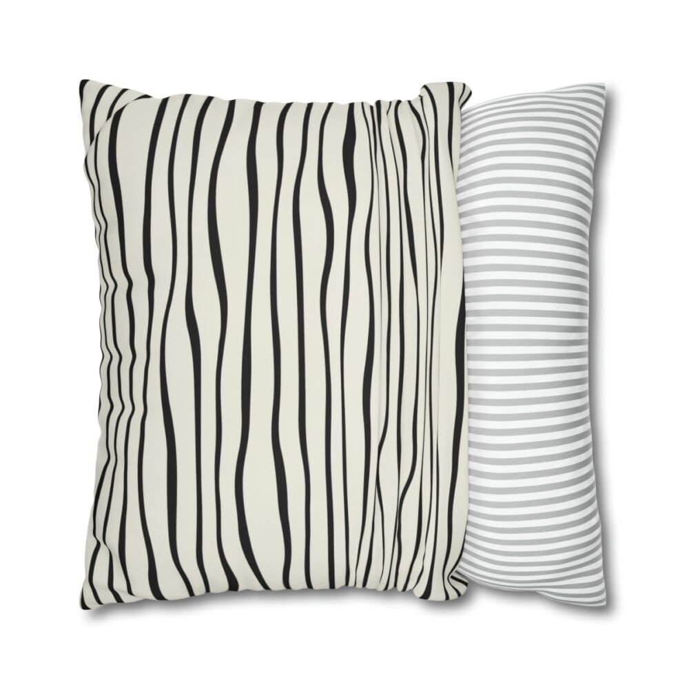 Decorative Black n White Striped Design Euro Pillow Shams - Image 2