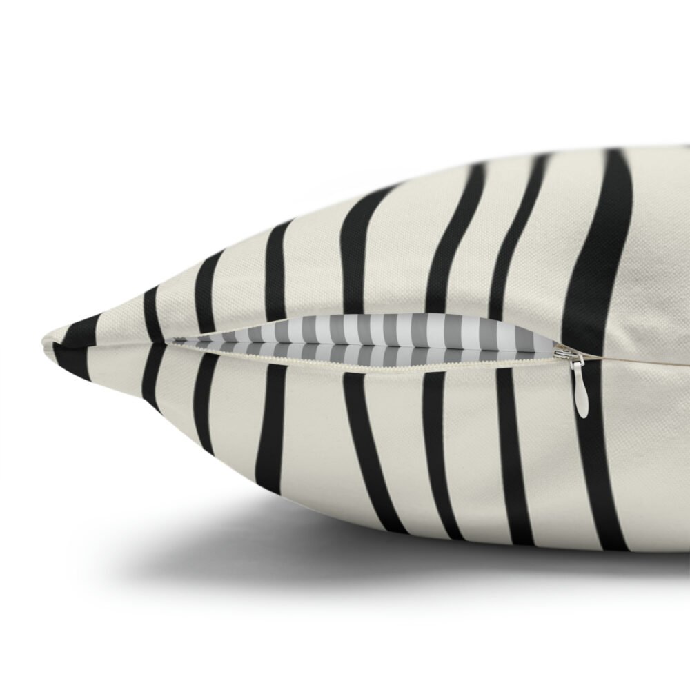 Decorative Black n White Striped Design Euro Pillow Shams - Image 3