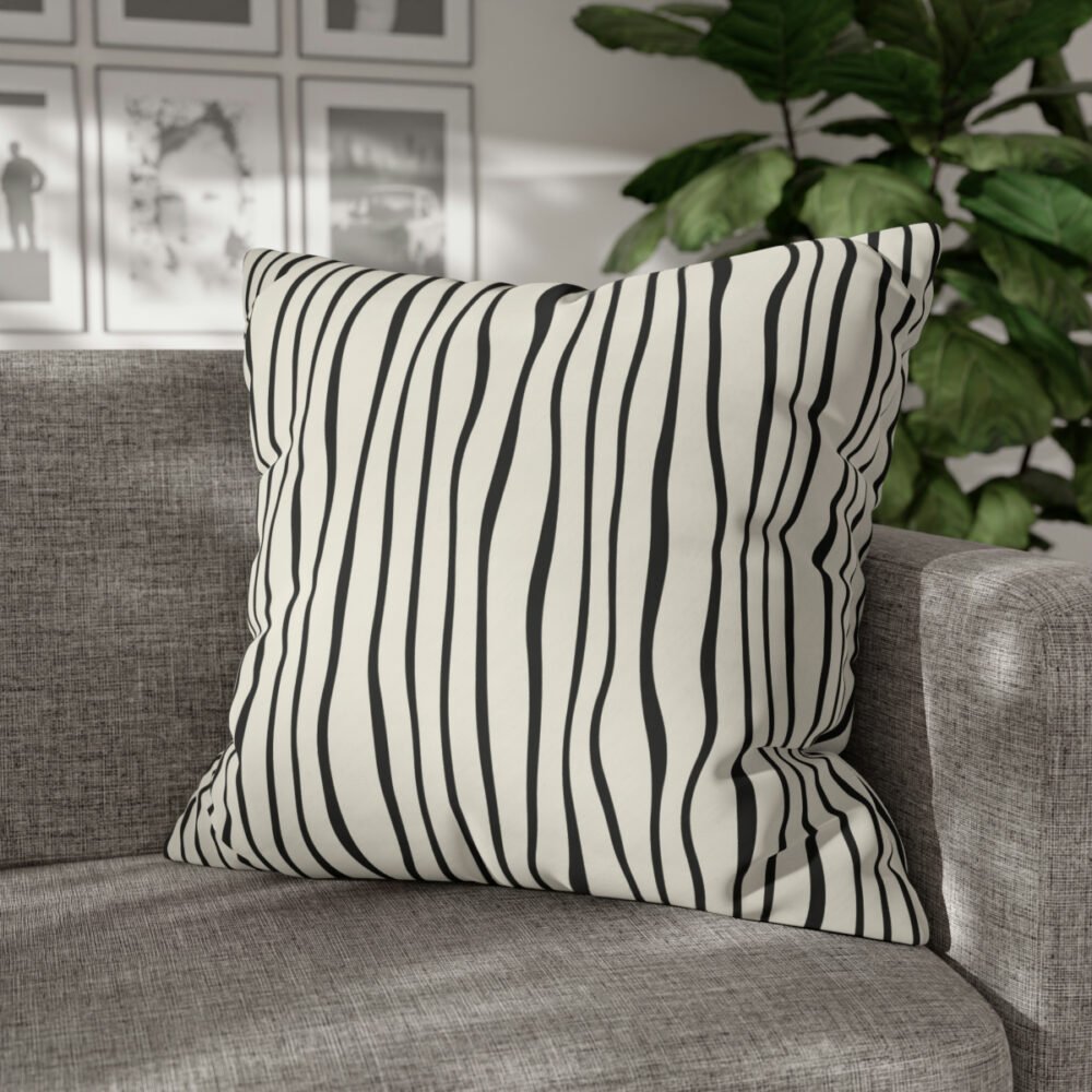 Decorative Black n White Striped Design Euro Pillow Shams - Image 4