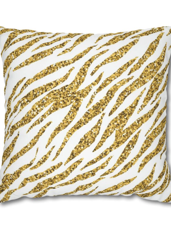 Gold and White Zebra Pillow Covers