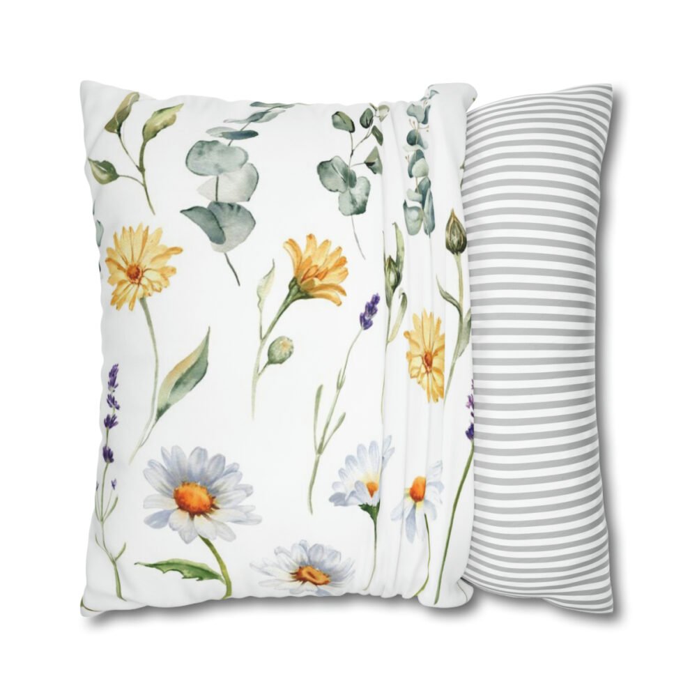 Decorative Watercolor Flowers Euro Bed Pillow Covers - Image 4