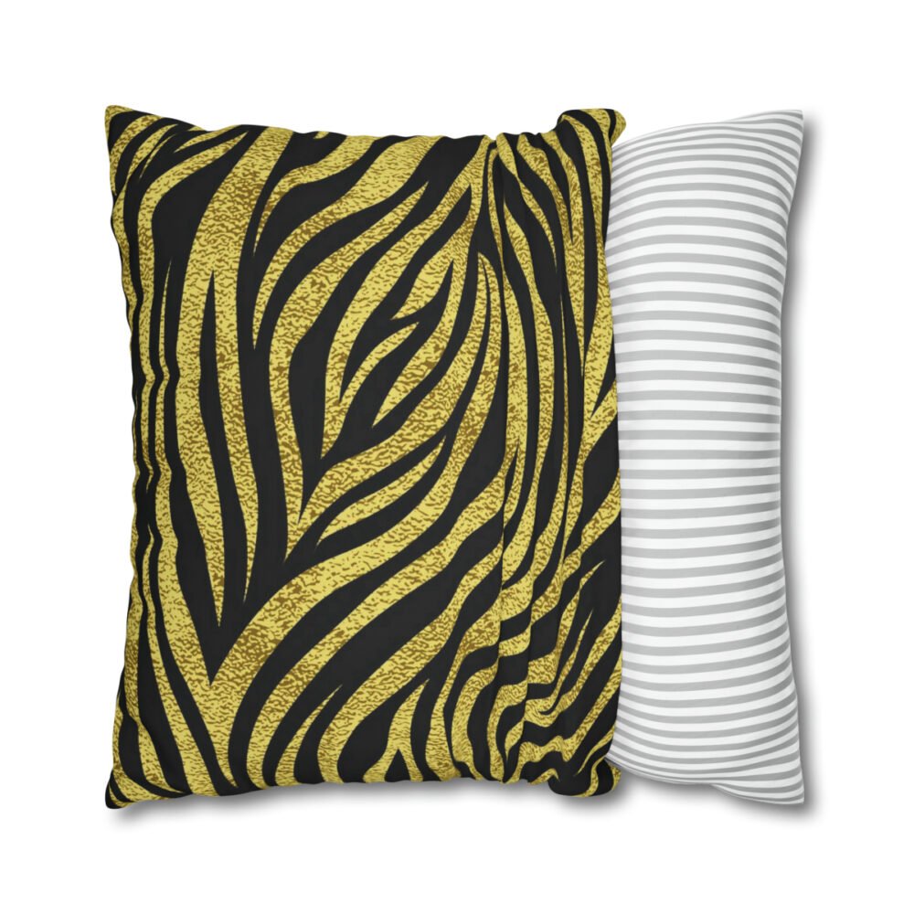 Black and Gold Zebra Striped Euro Bed Pillow Shams - Image 2