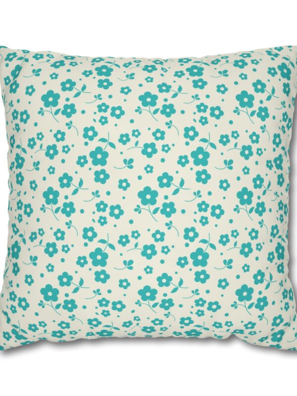 Blue and Cream Floral Print Euro Shams