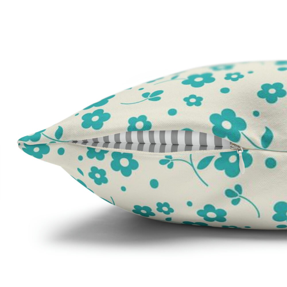 Blue and Cream Floral Print Euro Bed Pillow Covers - Image 5