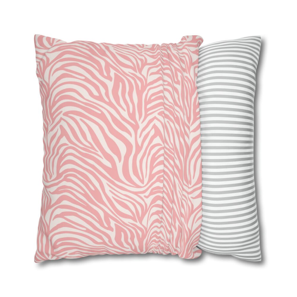 Light Pink Zebra Animal Print Euro Pillow Shams - Image 2