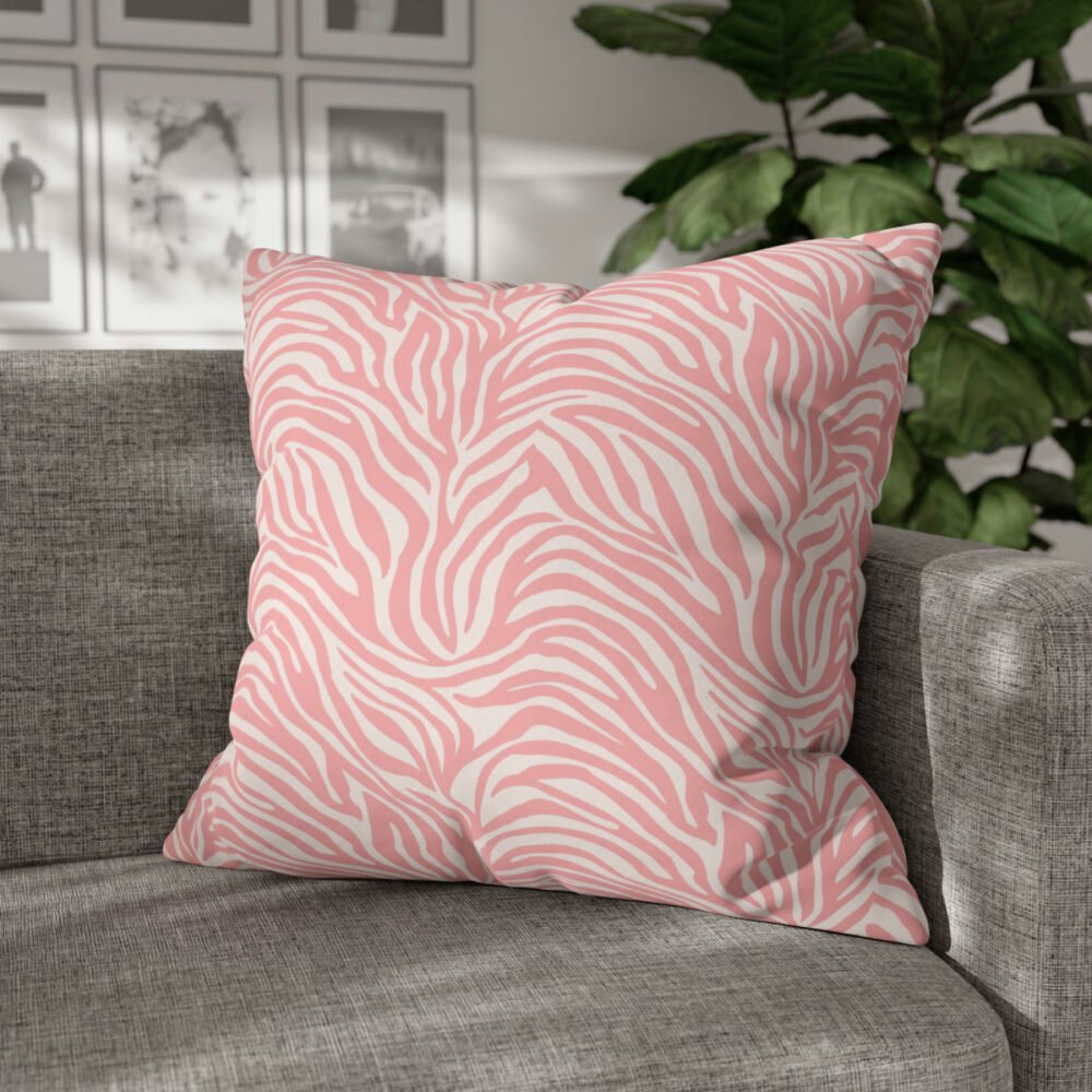 Light Pink Zebra Animal Print Euro Pillow Shams - Image 4
