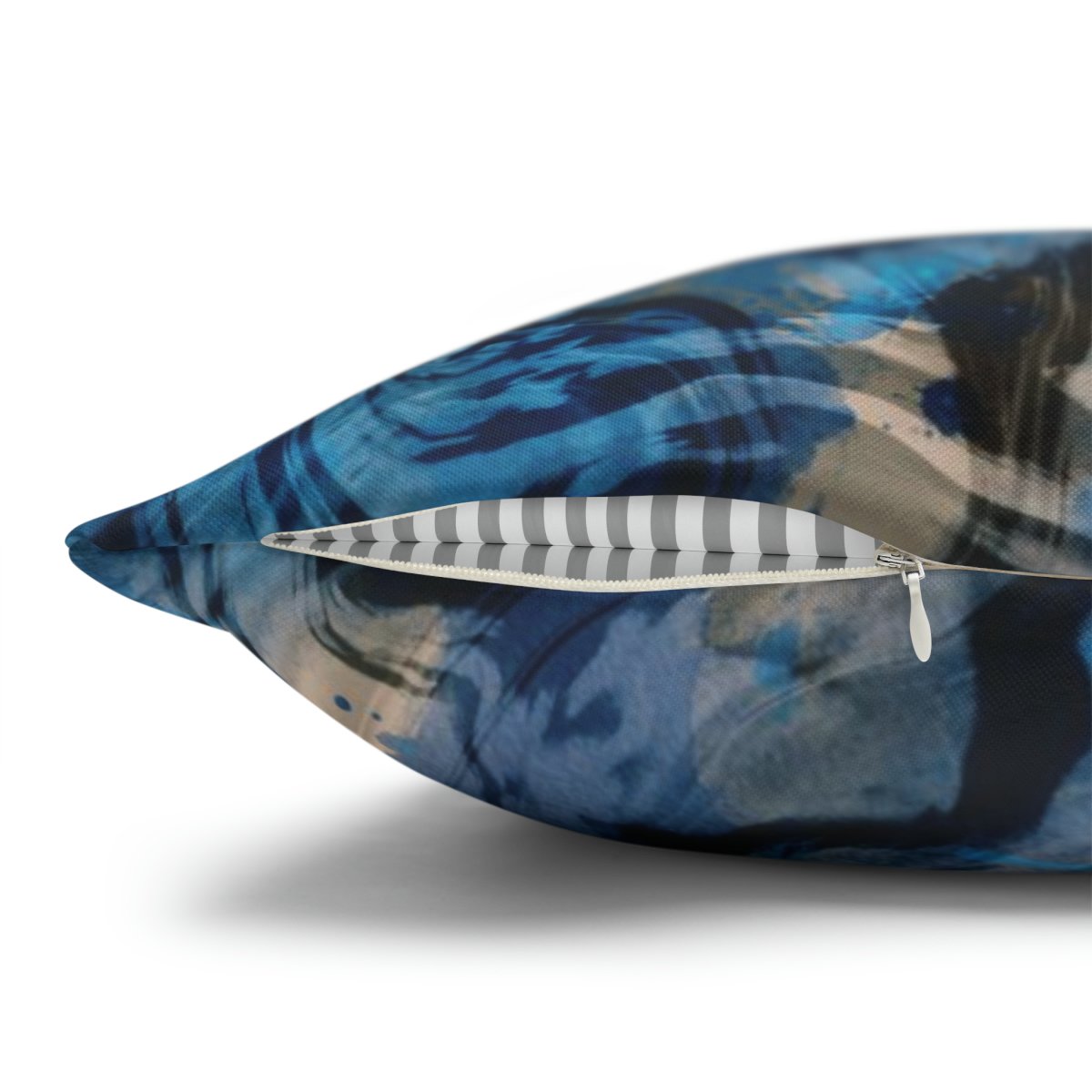 Abstract Marbling Batik Textured Blue Euro Pillow Shams - Image 3