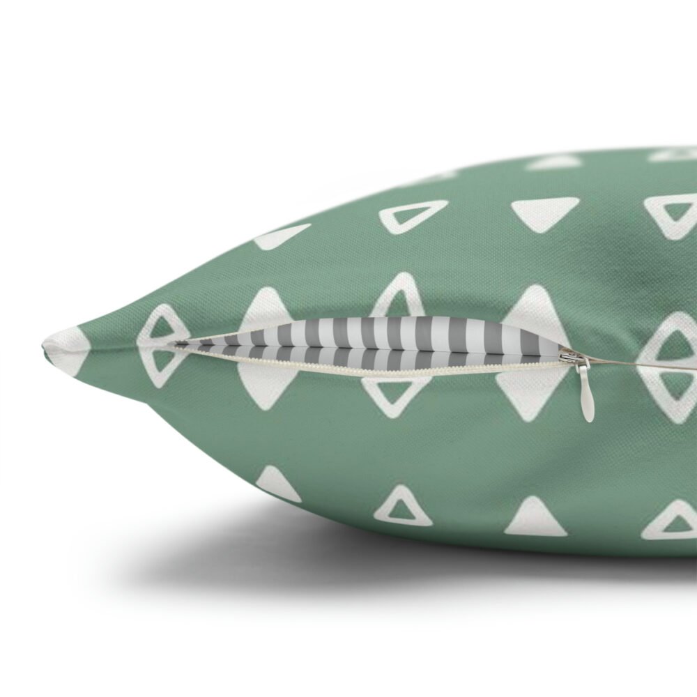 Cute Triangle Grid Sage Green n White Striped Euro Shams - Image 3