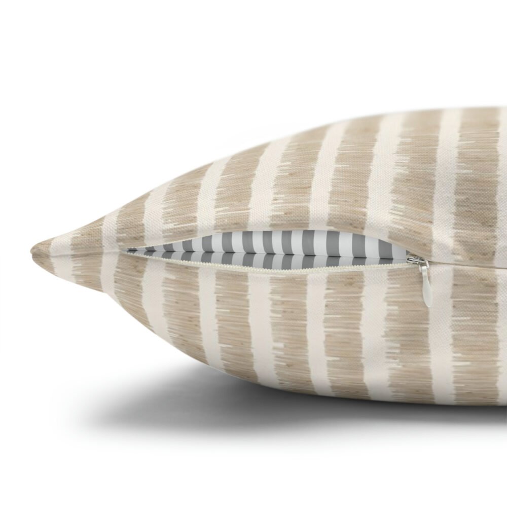 Modern Pastel Beige Stripe on Half White Euro Pillow Shams - Image 3