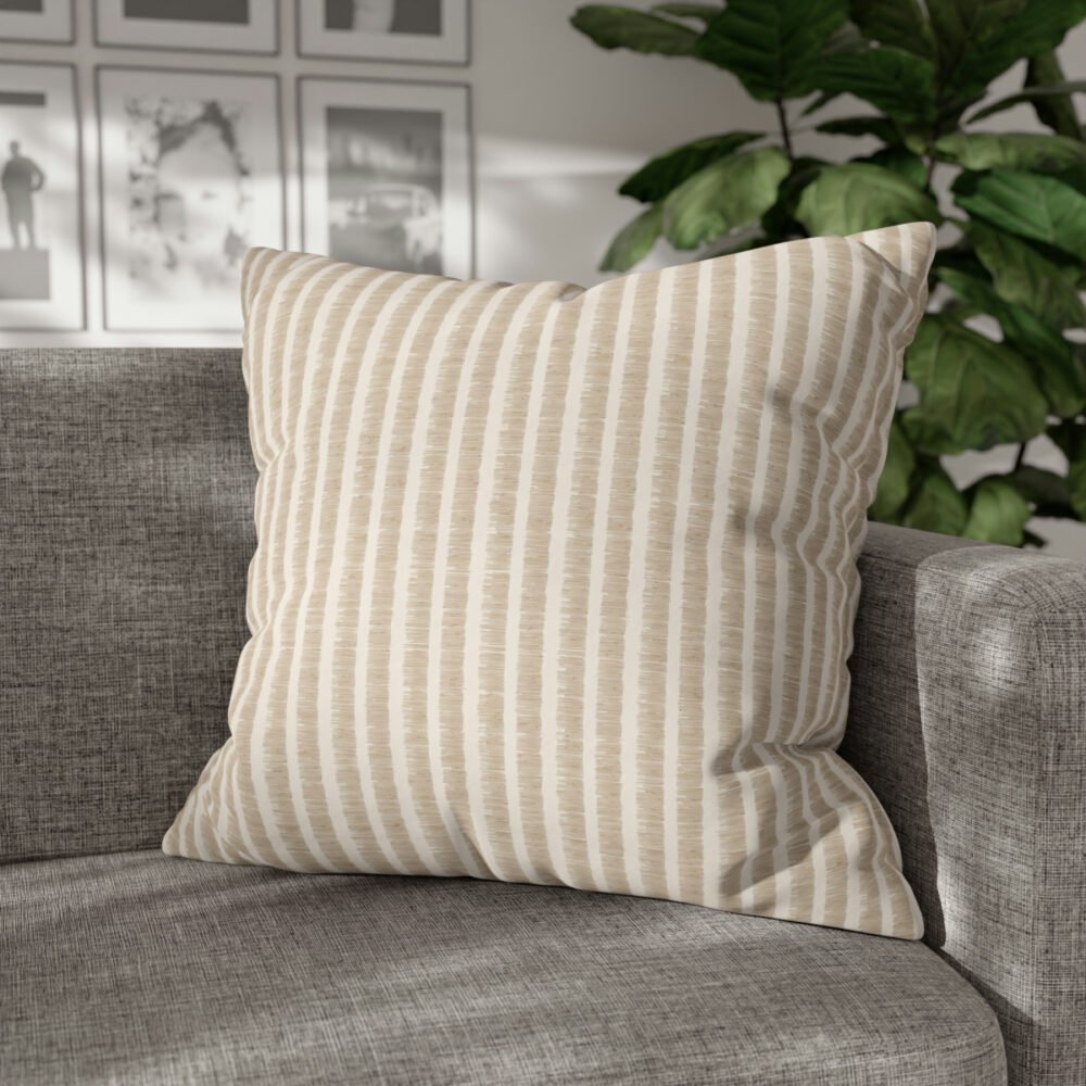 Modern Pastel Beige Stripe on Half White Euro Pillow Shams - Image 4