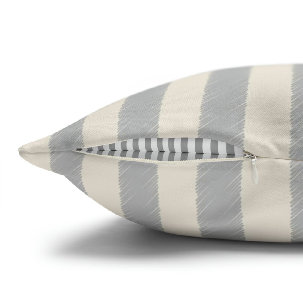 Ivory and Grey Striped Decorative Euro Pillow Shams - Image 3