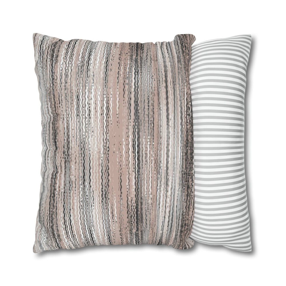 Beige Brown Smoke Gray Striped Euro Pillow Shams - Image 2