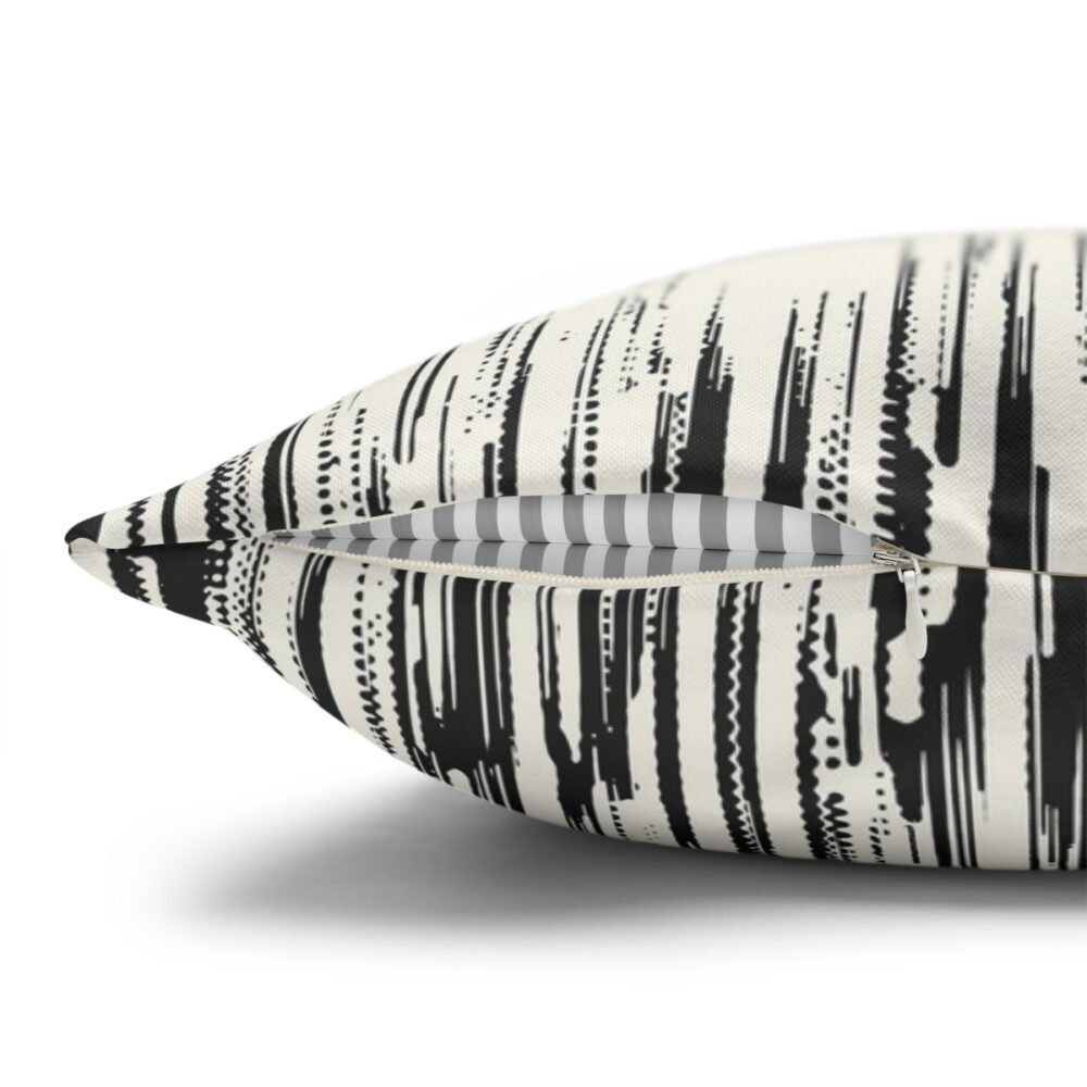 Brushed Ink Textured Black Stain Striped on Off White Euro Shams - Image 5