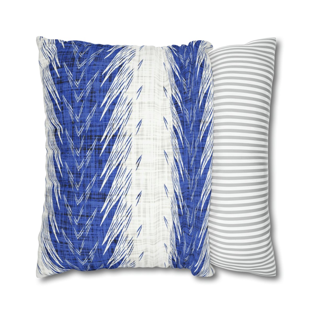 Modern Azure Blue Stripe Linen Textured Euro Pillow Shams - Image 2