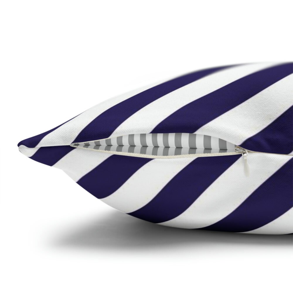 Modern Dark Blue n White Diagonal Striped Euro Shams - Image 3