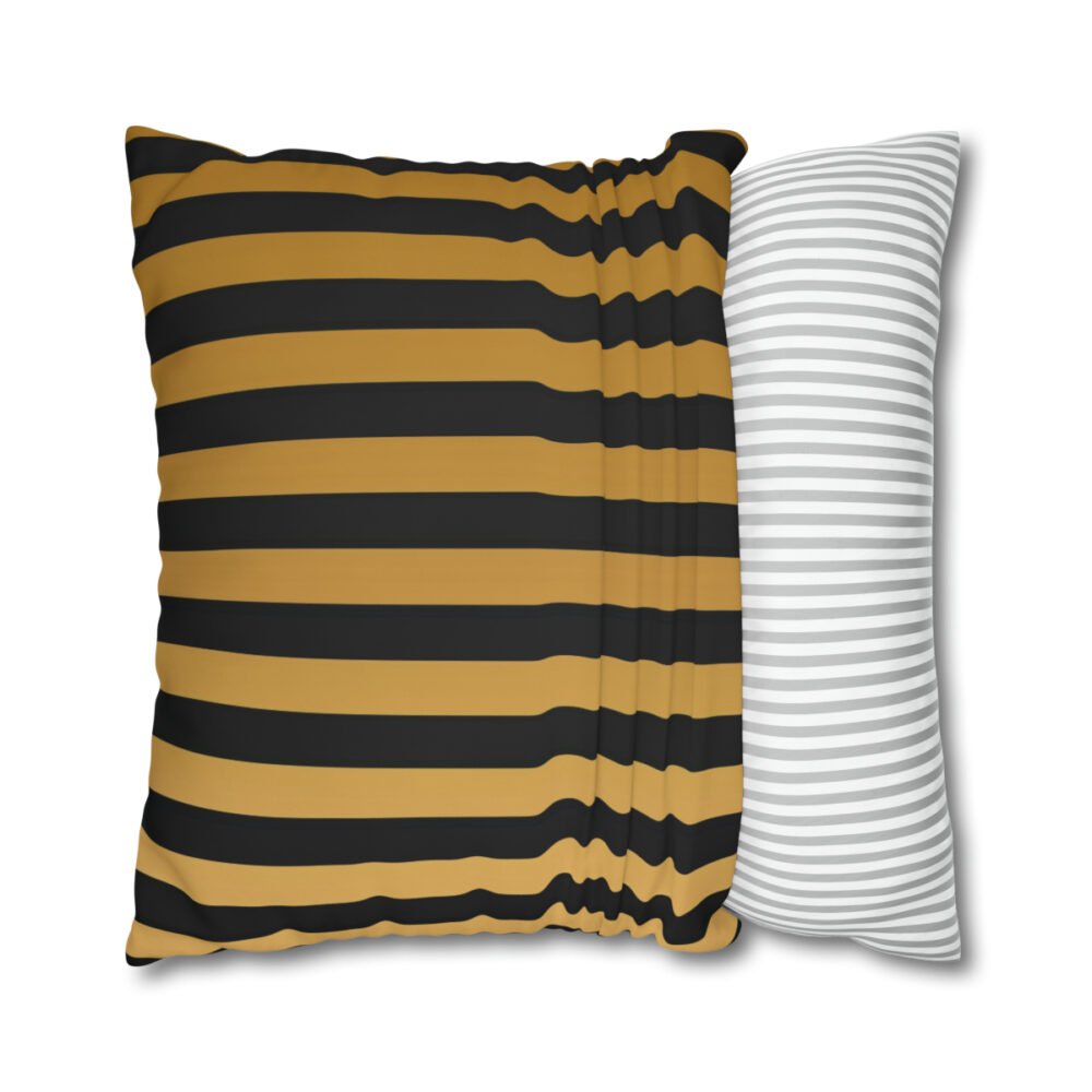 Modern Black Gold Striped Euro Pillow Shams with Zipper - Image 4