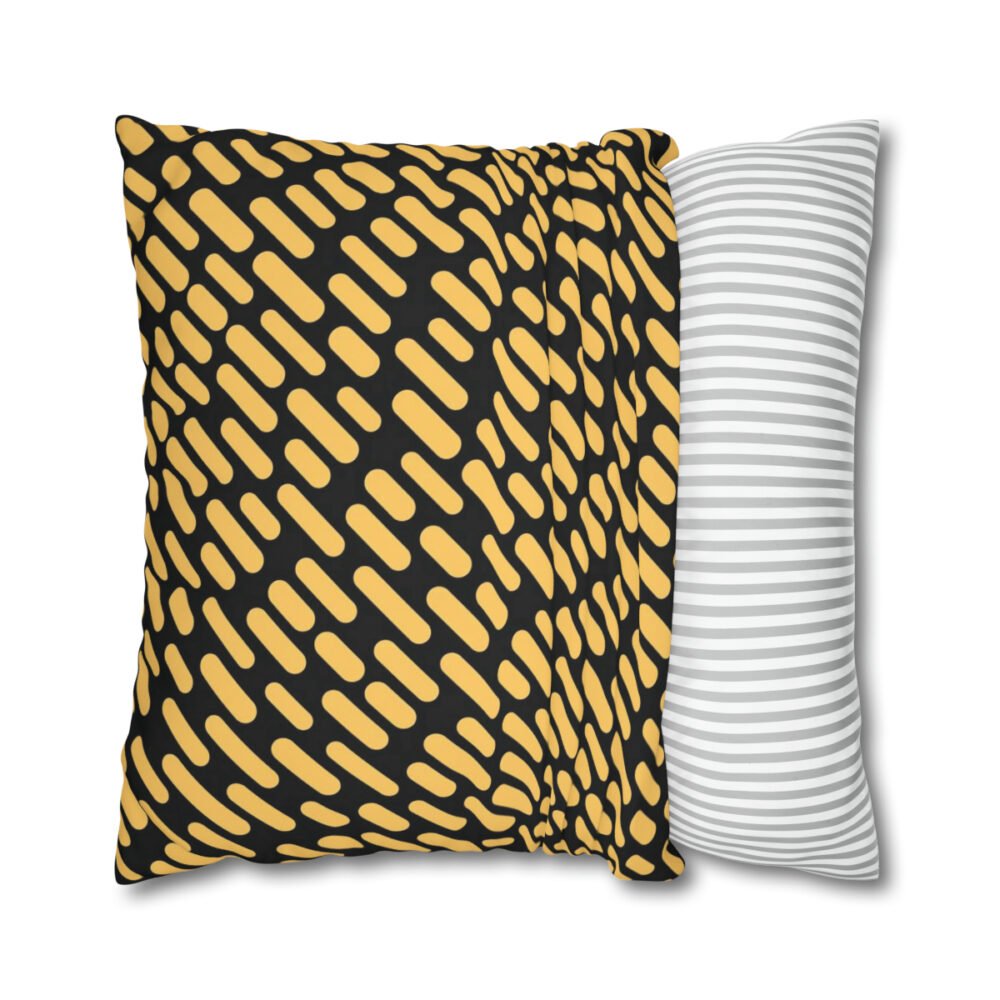 Abstract Geometric Stripes Gold n Black Euro Pillow Shams - Image 2