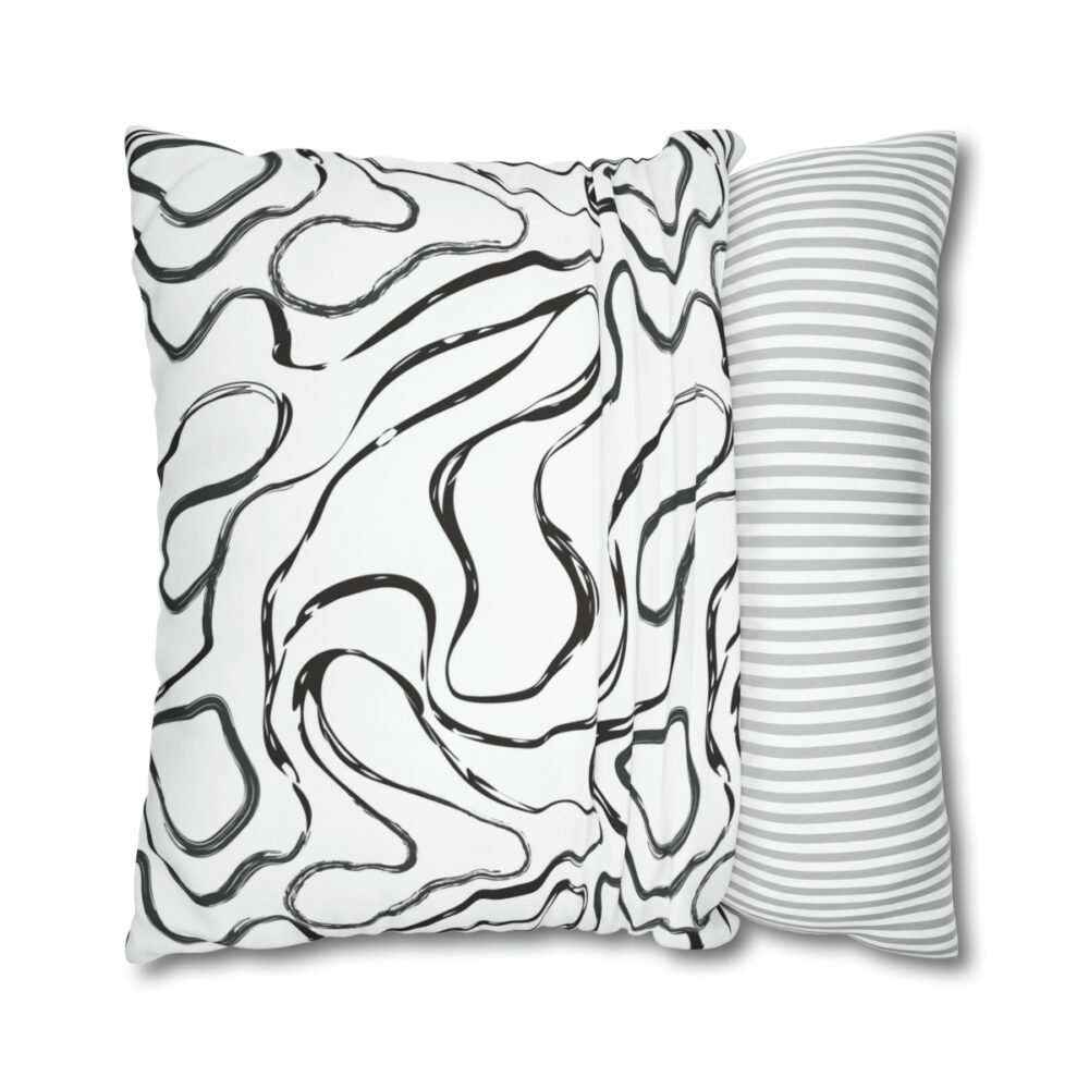 Black Wave Striped Print on White Euro Shams with Zipper - Image 2