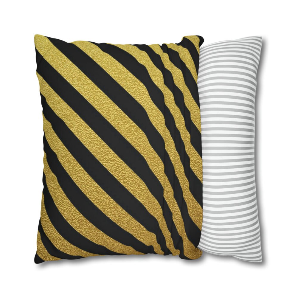 Black and Gold Glittering Diagonal Striped Euro Pillow Shams - Image 2
