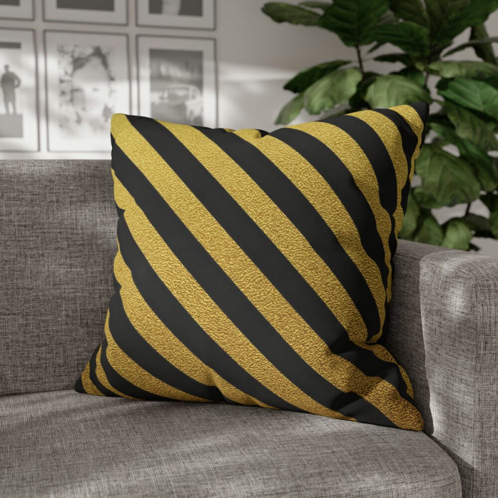 Black and Gold Glittering Diagonal Striped Euro Pillow Shams - Image 4