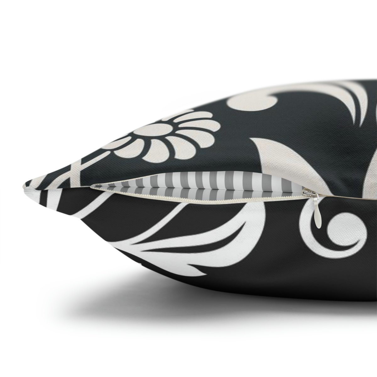 Stylish Black n White Flower Print Euro Pillow Shams - Image 2