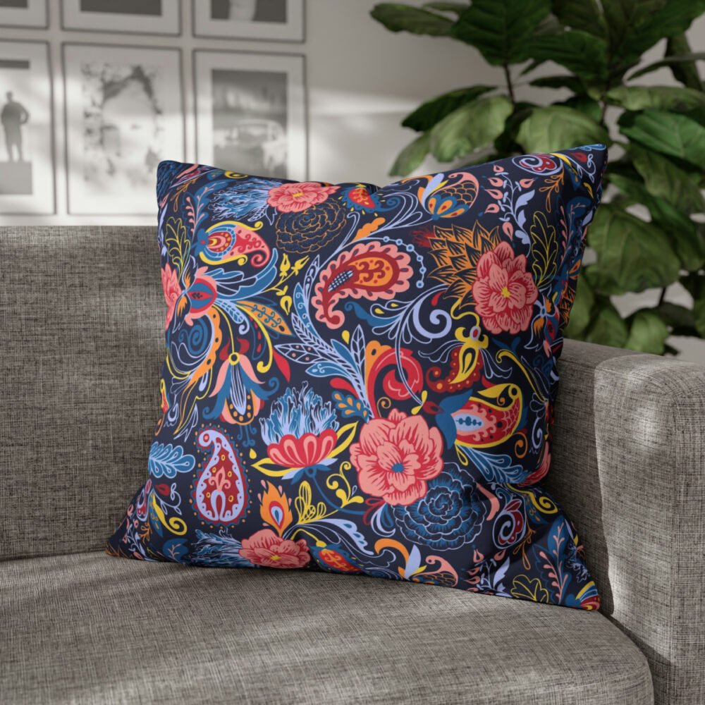 Modern Blue n Pink Paisley Euro Pillow Shams - Image 6