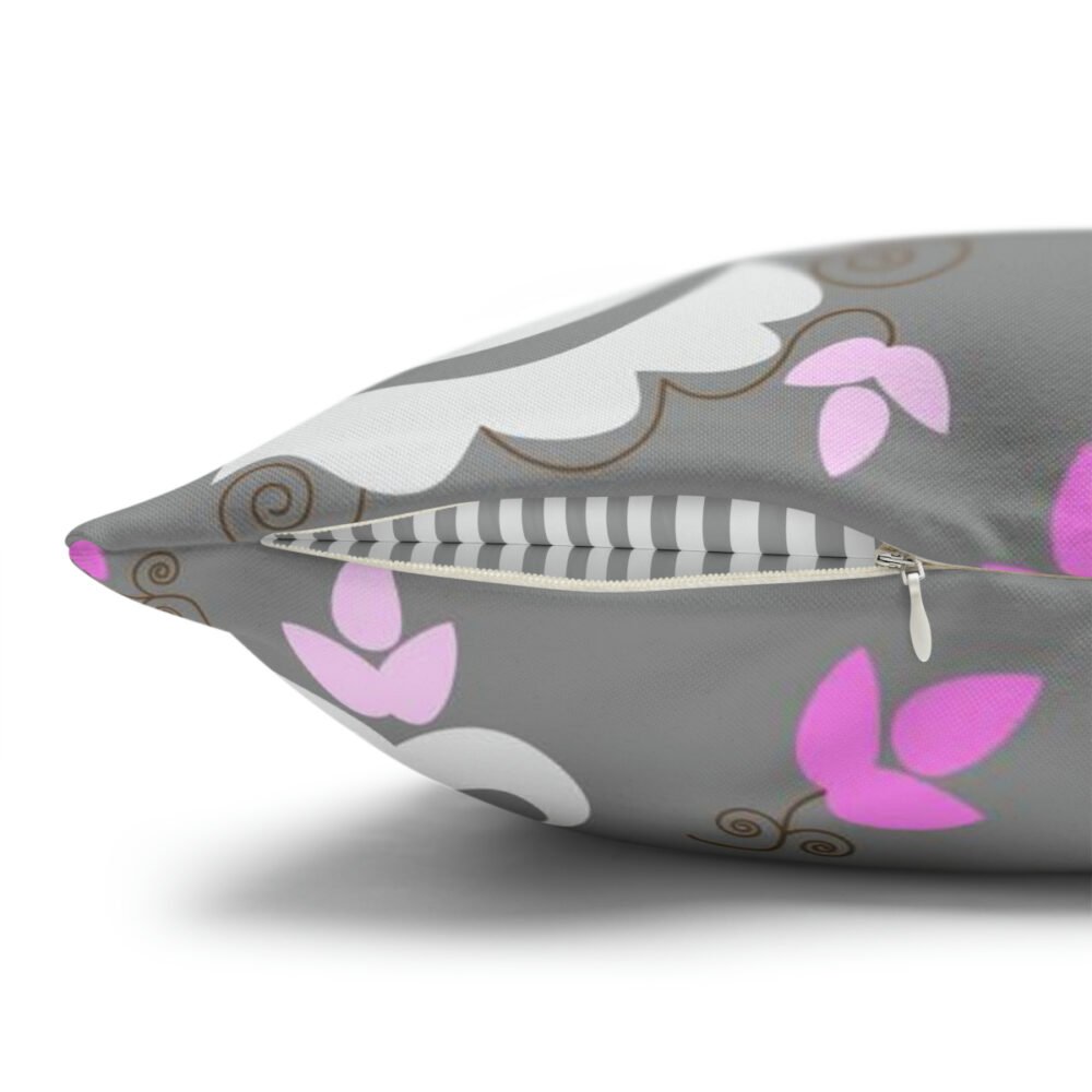 Artistic Designs with Pink Flowers on Grey Euro Shams - Image 2