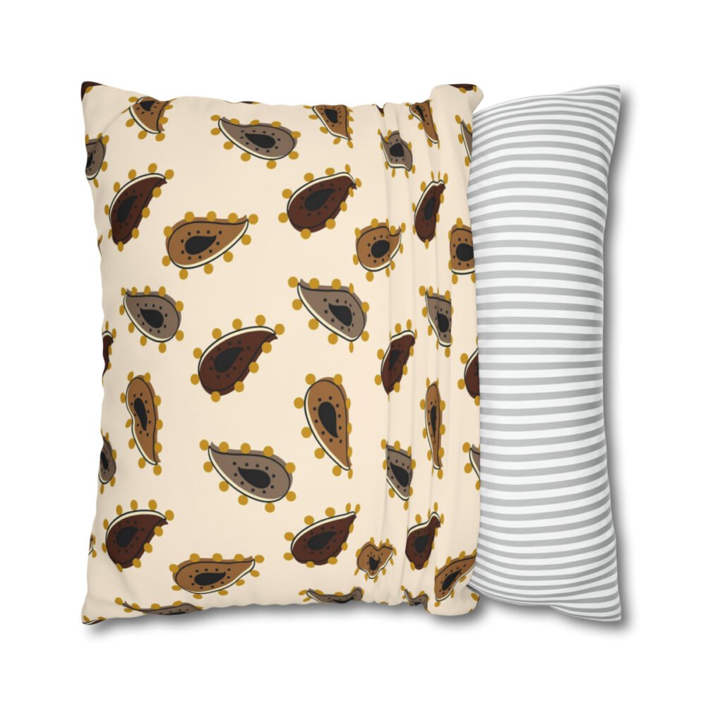 Abstract Hand Drawing Oriental Cream Paisley Euro Pillow Covers - Image 2