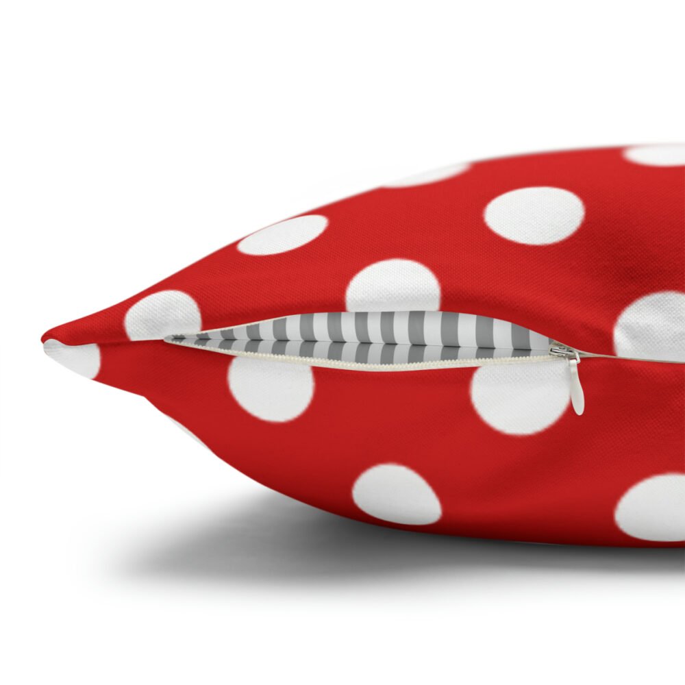 Red & White Polka Dot Spun Polyester Euro Sham Pillow Covers - Image 3