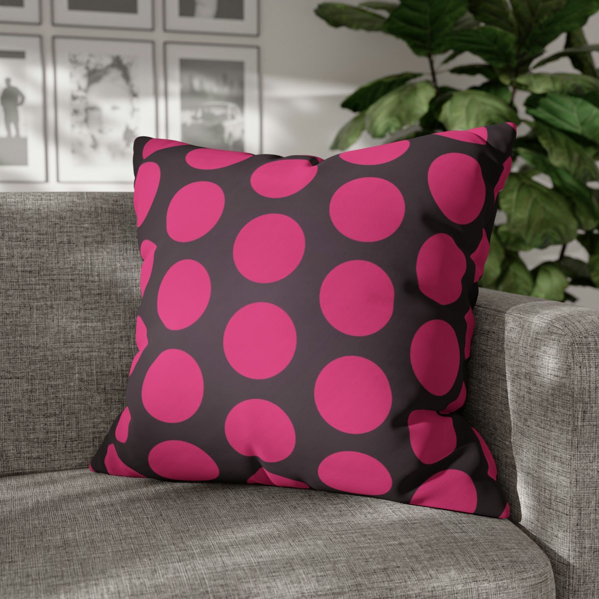 Modern Large Purple Polka Dots Euro Bed Pillow Shams - Image 4