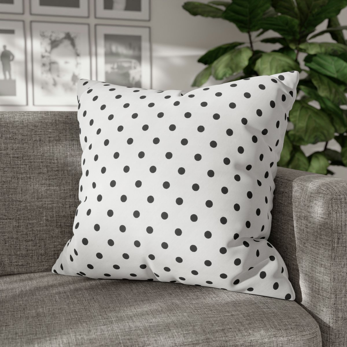 Cute Black & White Polka Dots Pattern Euro Shams Pillow Covers - Image 4