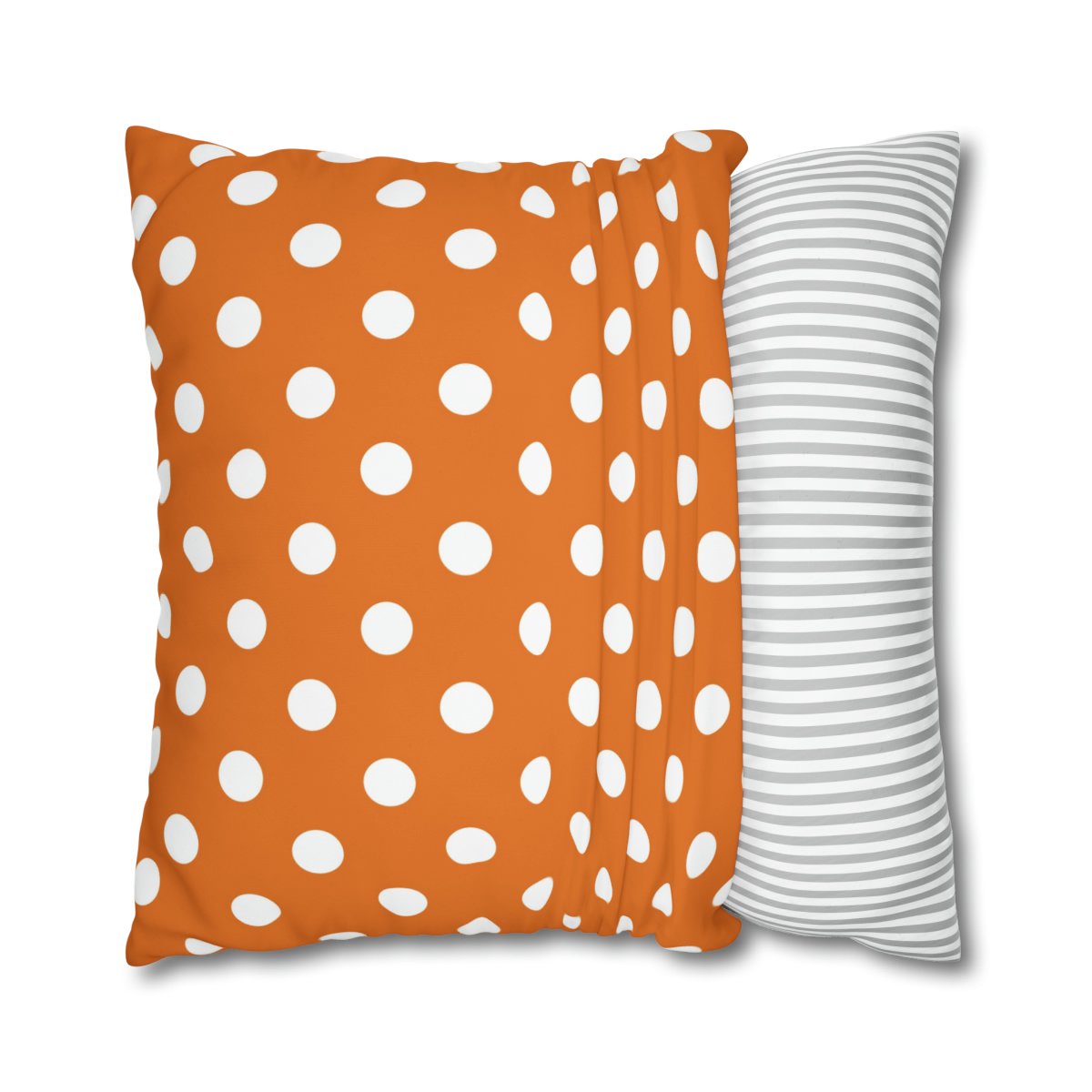 Modern White Polka Dot on Orange Euro Shams Pillow Covers - Image 2