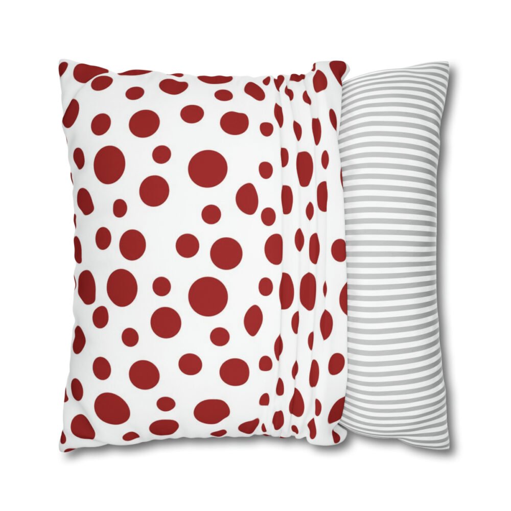 Random Red Polka Dot Print on White Euro Pillow Shams - Image 2