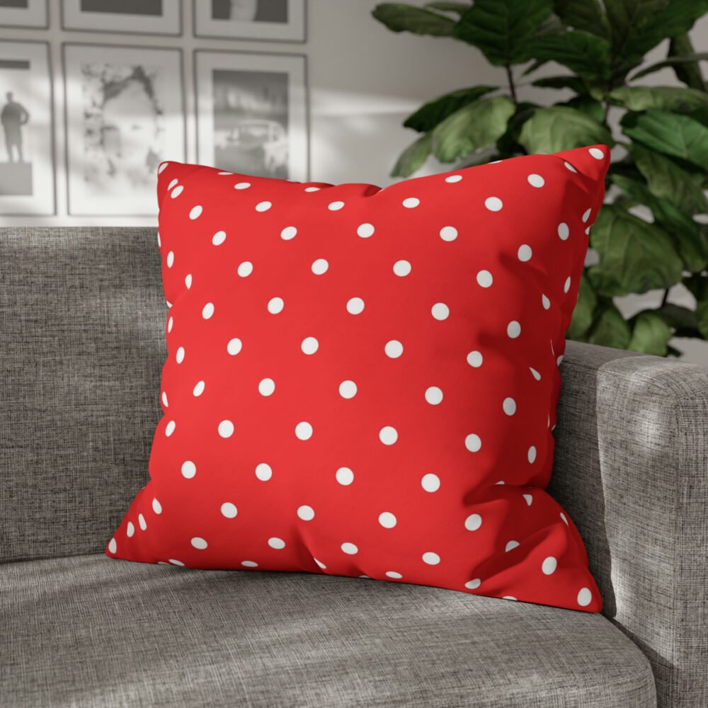 Beautiful Small Polka Dots Red & White Euro Bed Pillow Shams - Image 4