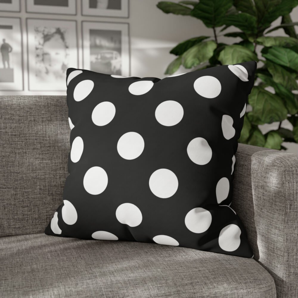 Casual Stylish White Big Polka Dots on Black Euro Pillow Shams - Image 4