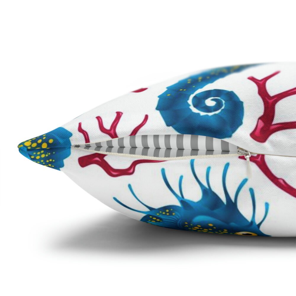 Blue Seahorse and Pink Coral Print on White Euro Shams - Image 3