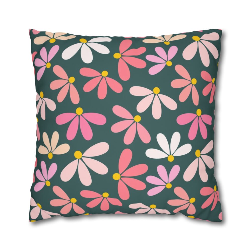 Pastel Pink Flowers Summer Print Euro Pillow Covers