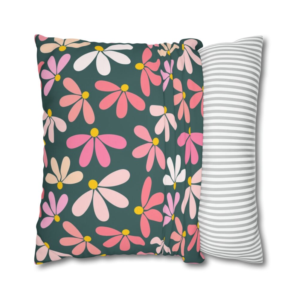 Pastel Pink Flowers Summer Print Euro Pillow Covers - Image 2