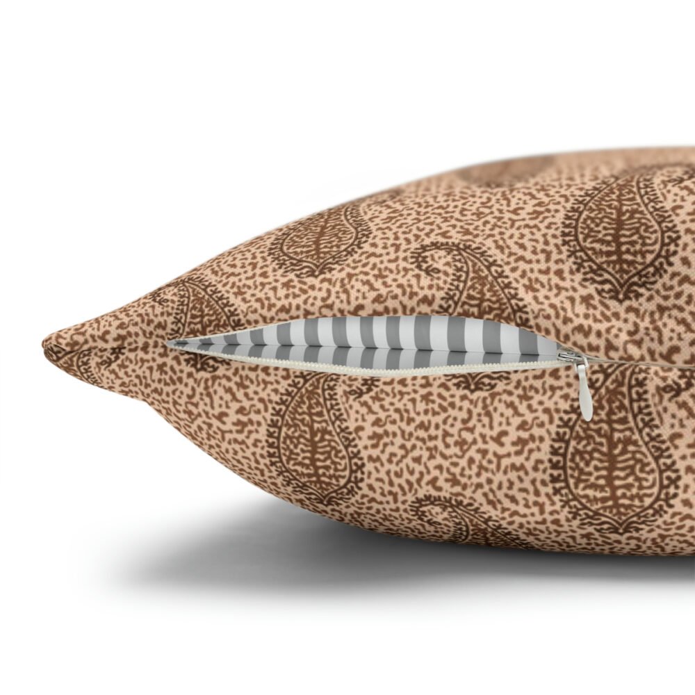 Cream Textured Paisley Decorative Euro Pillow Covers - Image 3
