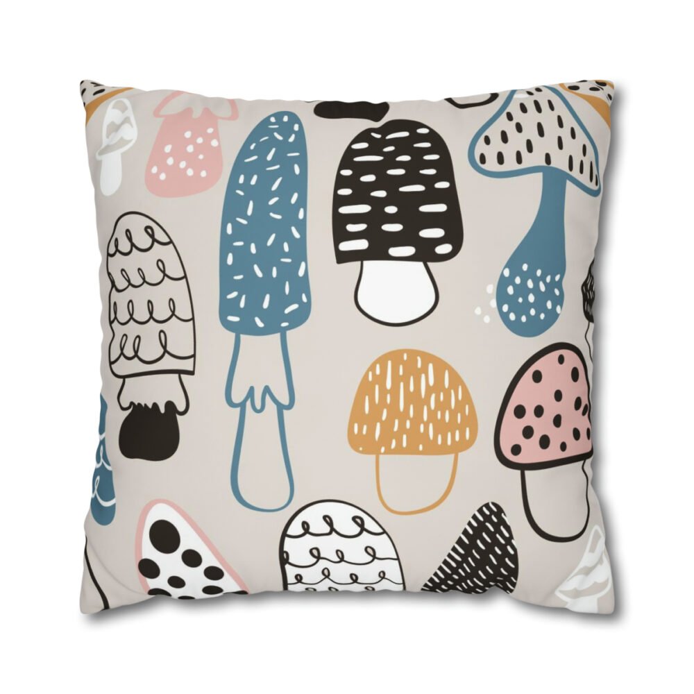 Hand Drawn Mushroom Childish Texture Beige Euro Shams