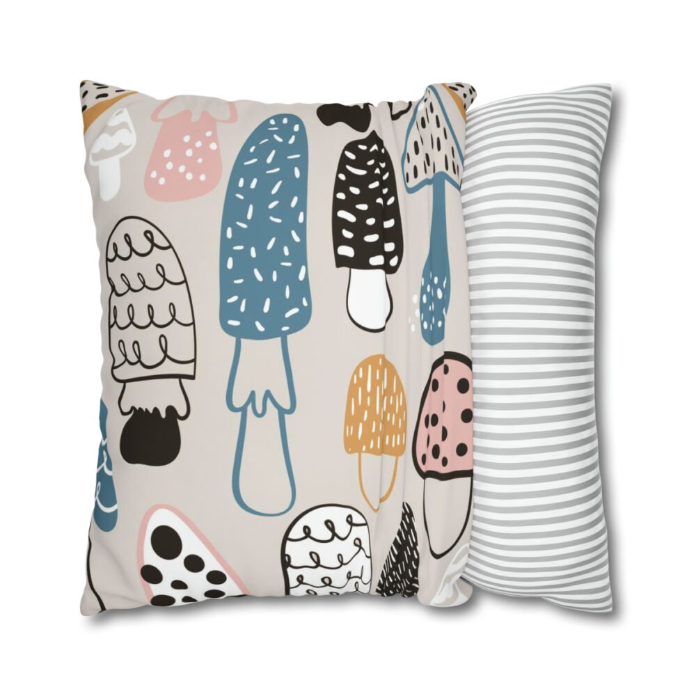 Hand Drawn Mushroom Childish Texture Beige Euro Shams - Image 2