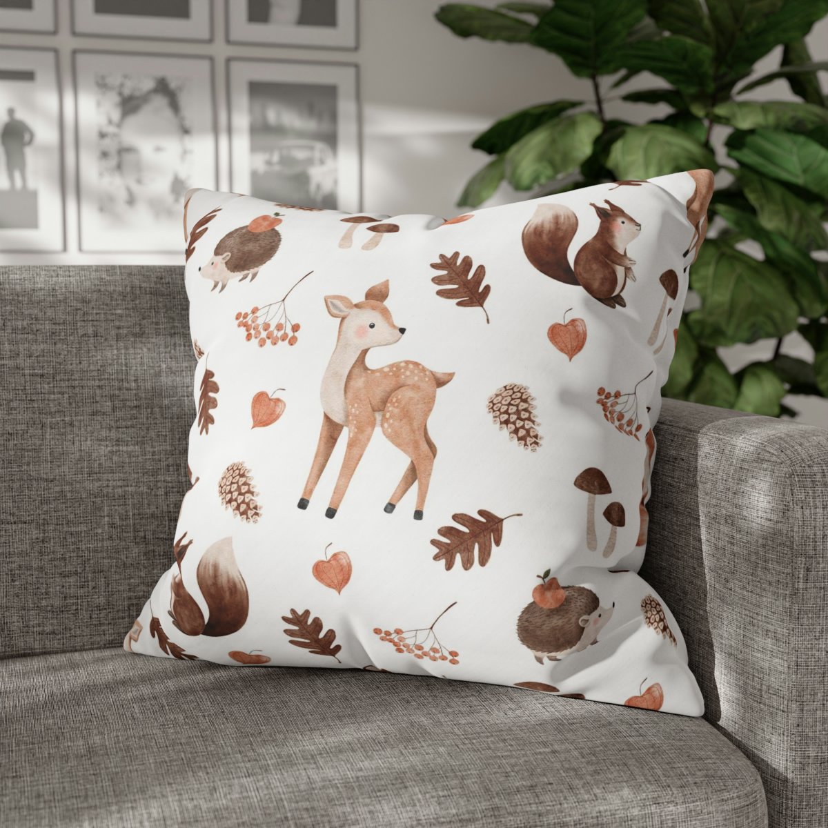 Brown & White Autumn Fall Euro Shams with Deer - Image 6