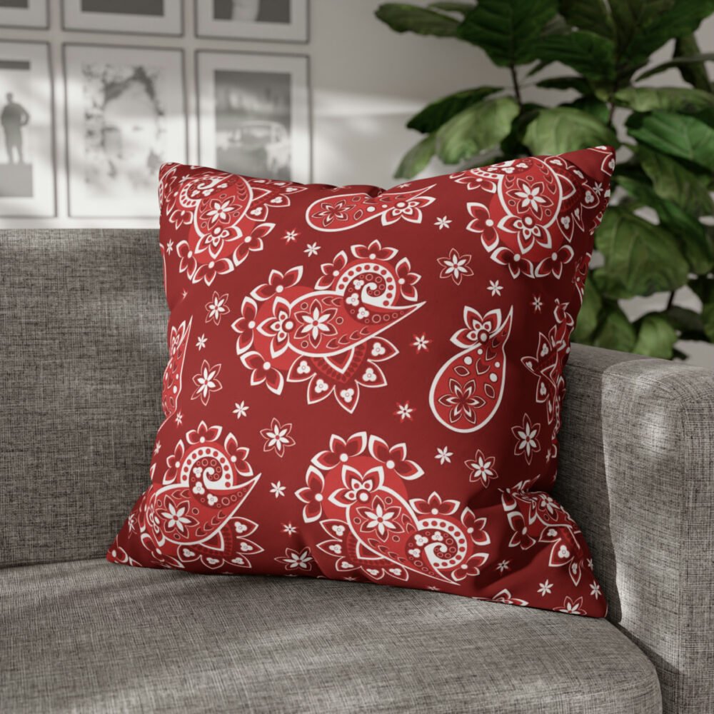 Beautiful Red Paisley Fabric Euro Bed Pillow Shams - Image 4