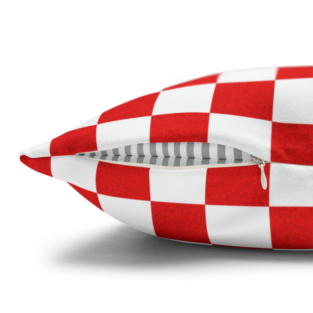 Red and White Checkered Spun Polyester Euro Pillow Covers - Image 3