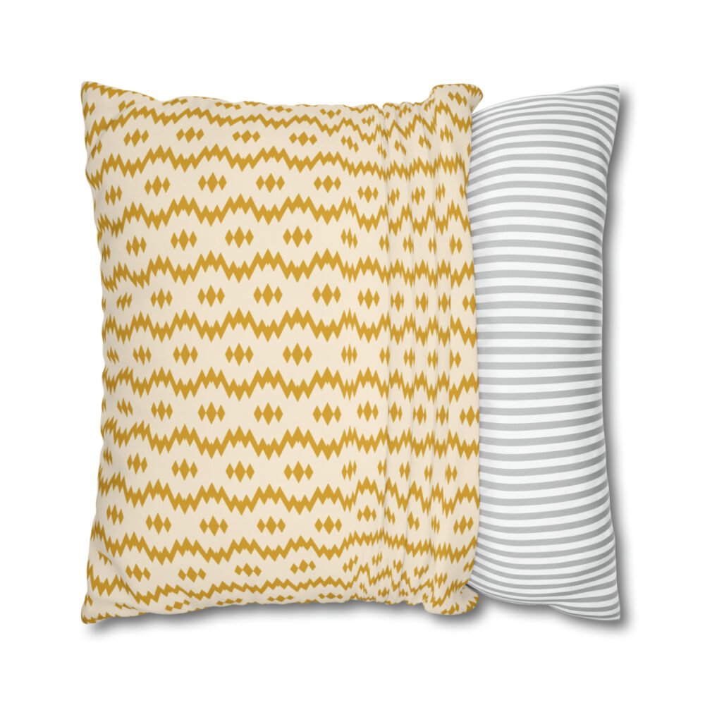 Ethnic Beige & Yellow Tribal Art Euro Pillow Shams - Image 4