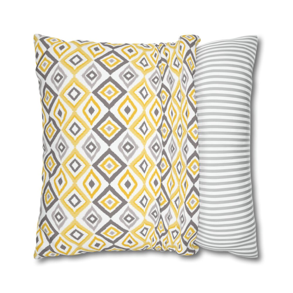 Fancy Grey & Yellow Ikat Tie Dye Euro Pillow Shams - Image 2