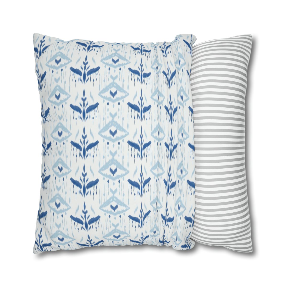 Stunning Light Blue Ethnic Ikat Euro Pillow Shams - Image 2