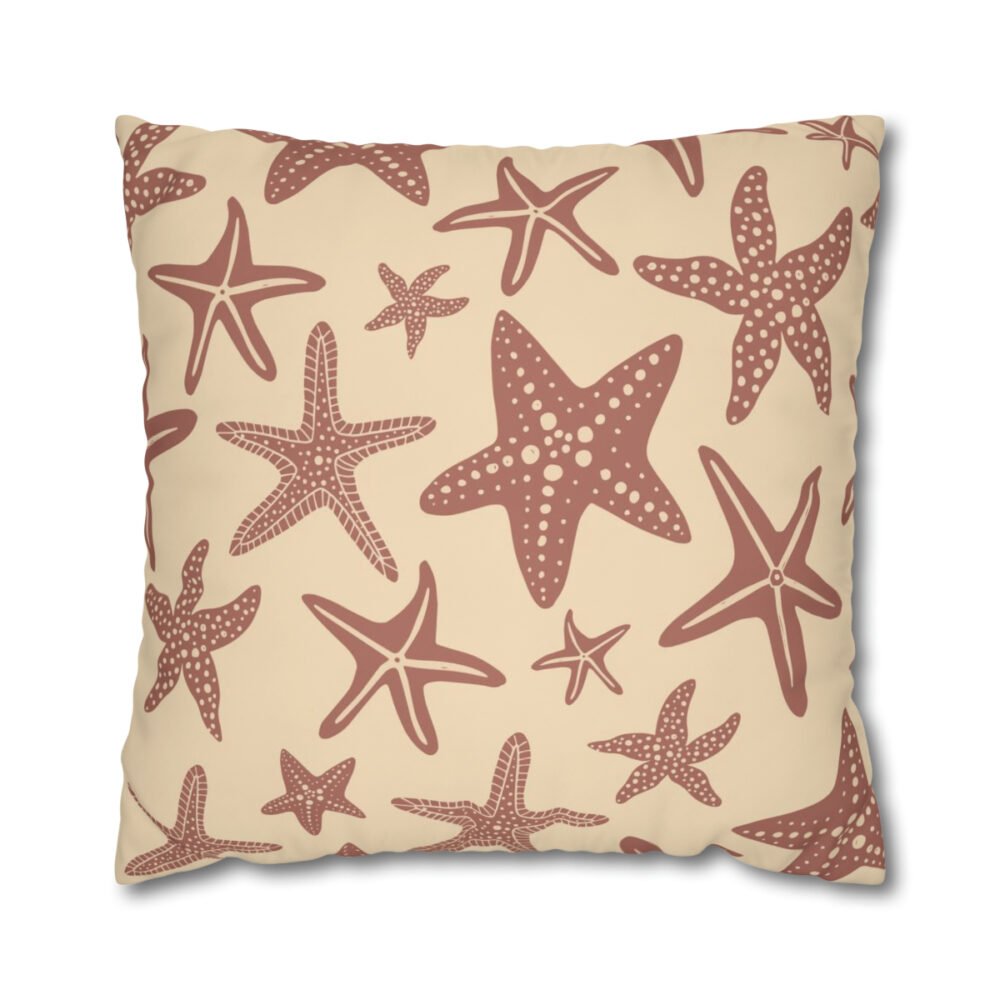 Brown Starfish Pattern for Kids on Yellow Euro Pillow Shams